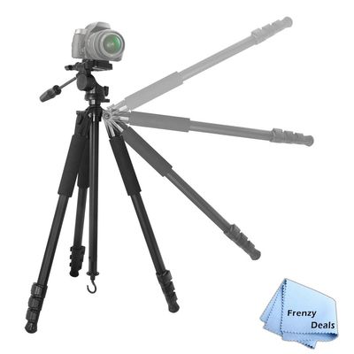 80 Inch Elite Series Heavy Duty Tripod for All DSLR Cameras & Camcorders + Frenzy Deals Microfiber Cloth