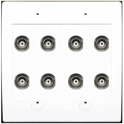 RiteAV 8 Port BNC Female/Female HD-SDI Jack Wall Plate - White