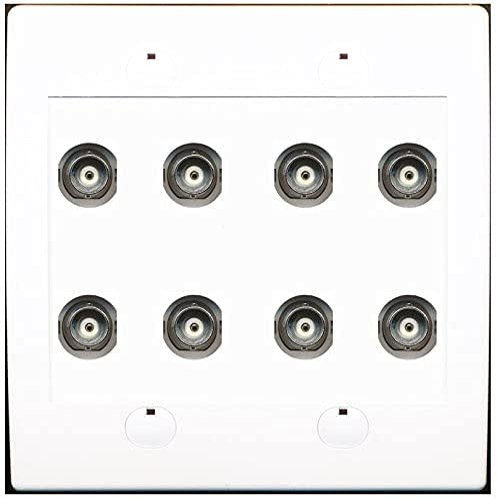 RiteAV 8 Port BNC Female/Female HD-SDI Jack Wall Plate - White