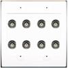 RiteAV 8 Port BNC Female/Female HD-SDI Jack Wall Plate - White view 1