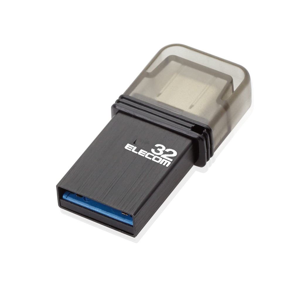 Elecom MF-CAU3132GBK USB Memory, 32GB, USB 3.0, Type C with Cap, Black