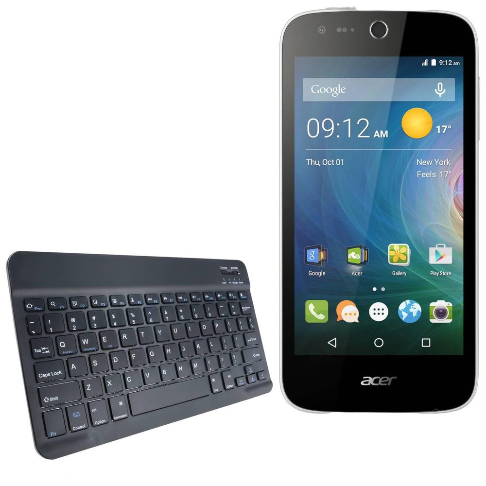 BoxWave Keyboard Compatible with Acer Liquid M320 - SlimKeys Bluetooth Keyboard, Portable Thin with Chiclet-Style Keys - Jet Black