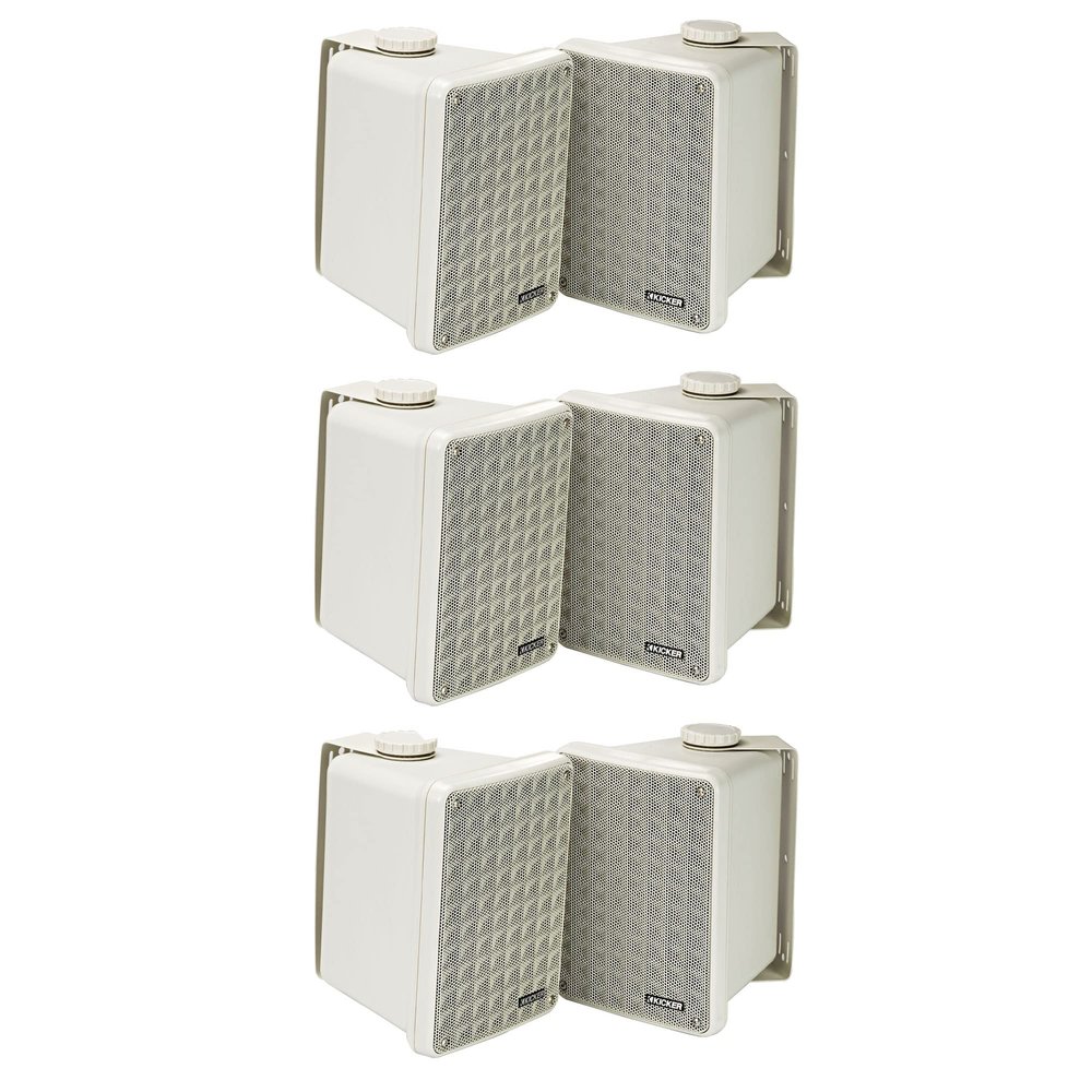 KICKER 46KB6G Gray Indoor/Outdoor Full-Range, high-Efficiency Speakers, Bundle - 6 Speakers