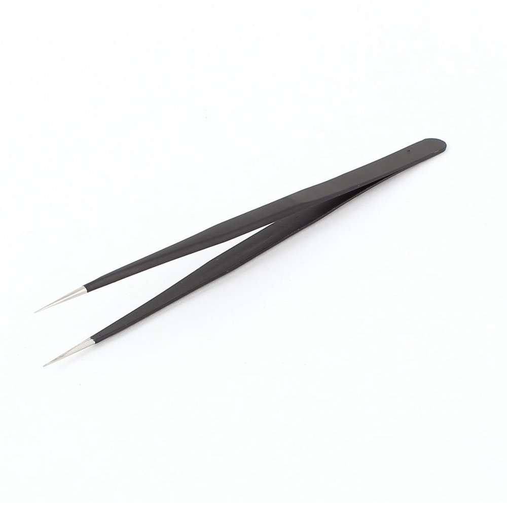 uxcell ESD Tweezers Anti-Static Non-magnetic Stainght 4.8" Overall Length