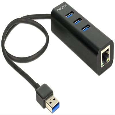 Delock USB 3.0 Hub 3 Port+1 Gb LAN 10/100/1000 Mb/s, 62653 (10/100/1000 Mb/s)