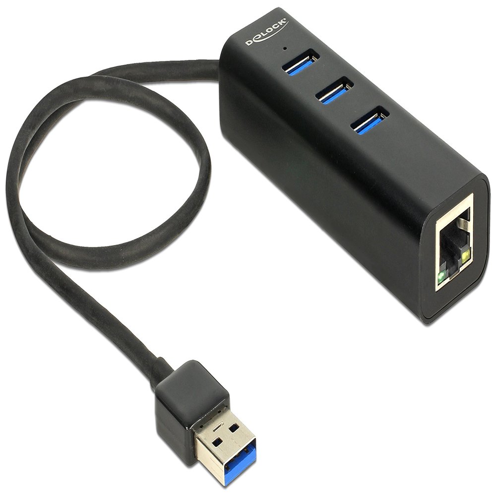 Delock USB 3.0 Hub 3 Port+1 Gb LAN 10/100/1000 Mb/s, 62653 (10/100/1000 Mb/s)