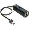 Delock USB 3.0 Hub 3 Port+1 Gb LAN 10/100/1000 Mb/s, 62653 (10/100/1000 Mb/s) view 3