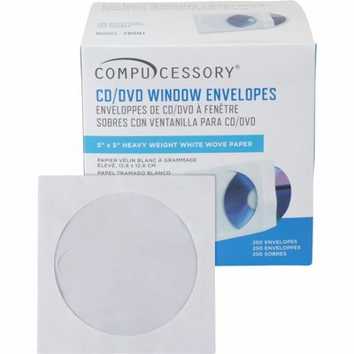 Compucessory 26501 CD/DVD Window Envelopes - White