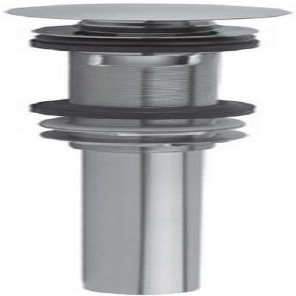 Jaclo 845-SC C.O. Style Finger Touch Round Top Drain with Overflow Holes, Satin Chrome