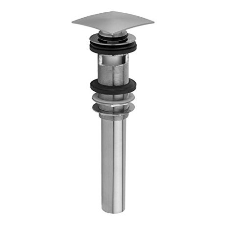 Jaclo 846-PB C.O. Style Finger Touch Square Top Drain with Overflow Holes, Polished Brass