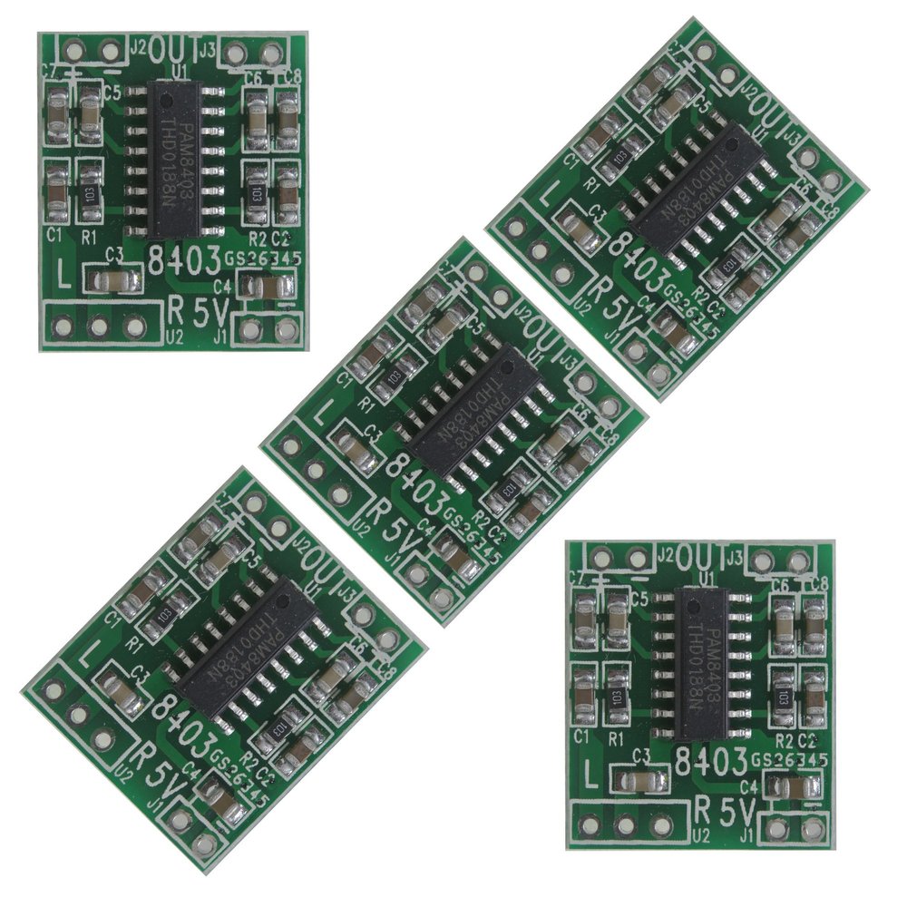 2 Channels 3W Mini Digital Power Amplifier Board PAM8403 ClassD 2.5-5V Input (Pack of 5pcs)