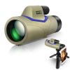 Monocular Telescope, HD Monocular Scope for Adults, 12X50 High Power Telescope with Smartphone/Holder/Tripod, Waterproof Monocular for Bird Watching Wildlife Camping Hunting(Yellow) view 1