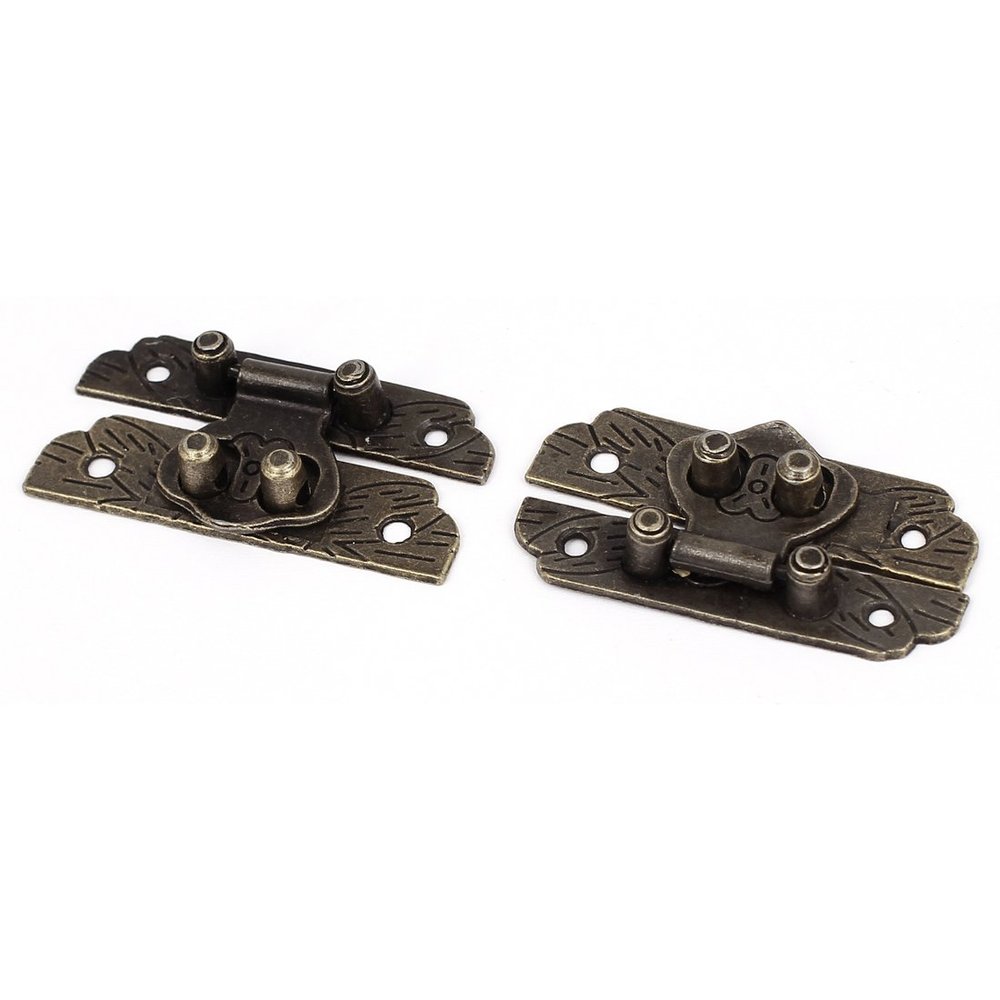 uxcell Wooden Case Jewelry Box 48x25mm Clasp Hasp Latches Bronze Tone 2 Set