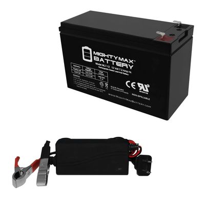 Mighty Max Battery 12V 7.2AH Battery for Vikingm F-1 Swing Gate Opener + 12V Charger