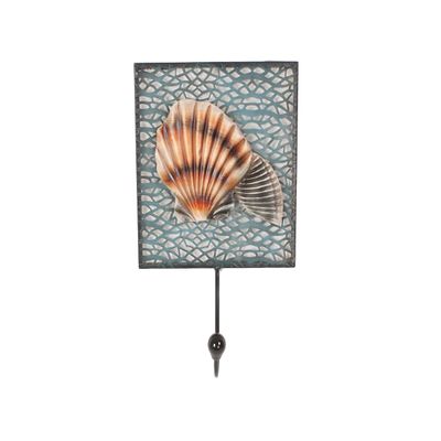 Home Source 400-35583 Seashell Wall Hook, Turquoise/Black/Mocha