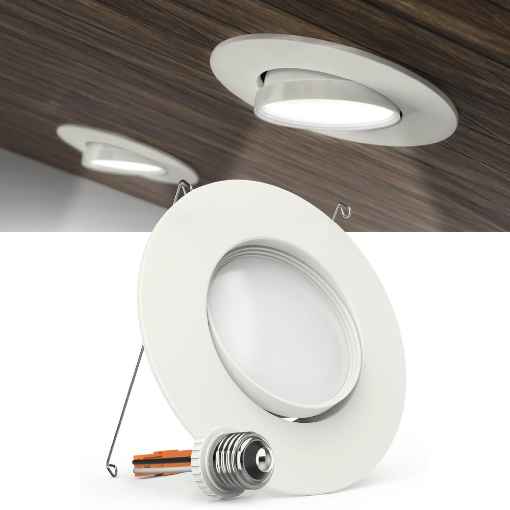 Sunco 6 Inch Gimbal LED Recessed Light, Adjustable Angle, 12W=60W