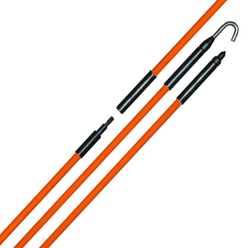 Made in The USA, Eagle Tool US ETF25012 Wire and Cable Installer Fiberglass Fish Rod Kit, 12-Foot Assembled Length