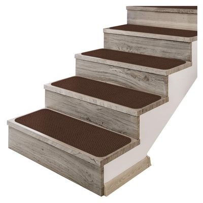 House, Home and More Set of 12 Adhesive Carpet Stair Treads - Chocolate Brown - 8 Inches X 27 Inches