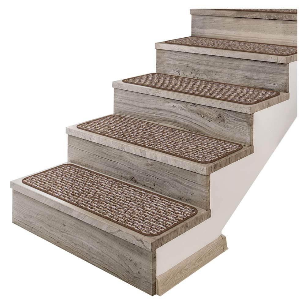 House, Home and More Set of 12 Adhesive Carpet Stair Treads - Praline Brown - 8 Inches X 27 Inches