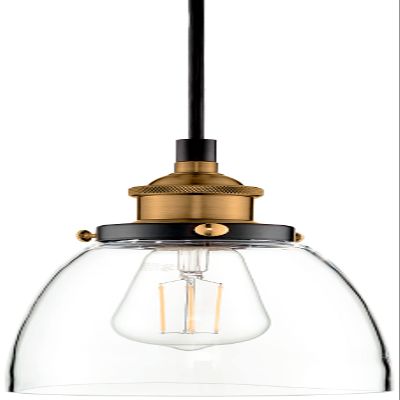 Linea di Liara Fiorentino Large Glass Pendant Light Fixture Modern Farmhouse Bell Shaped Kitchen Pendant Lighting Over Island Black and Gold Pendant Light Shade Over Sink Lighting Fixtures, UL Listed