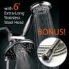 HotelSpa 30 Setting 6" Rainfall Shower Head and Handheld Shower Dual 3-Way Shower Combo with Extra Long Premium 6 ft Stainless Steel Shower-Hose view 2