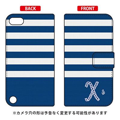 Coverfull Notebook Type Smartphone Case Marine Border Navy x White Initial X Design by Artwork/for iPod Touch (5th Generation) ATC5TH-IJTC-401-MCS1