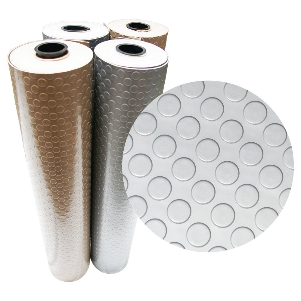 Rubber-Cal Coin Grip Metallic PVC Flooring, Beige, 2.5mm x 4' x 10', Model: 03-W265-BG-10