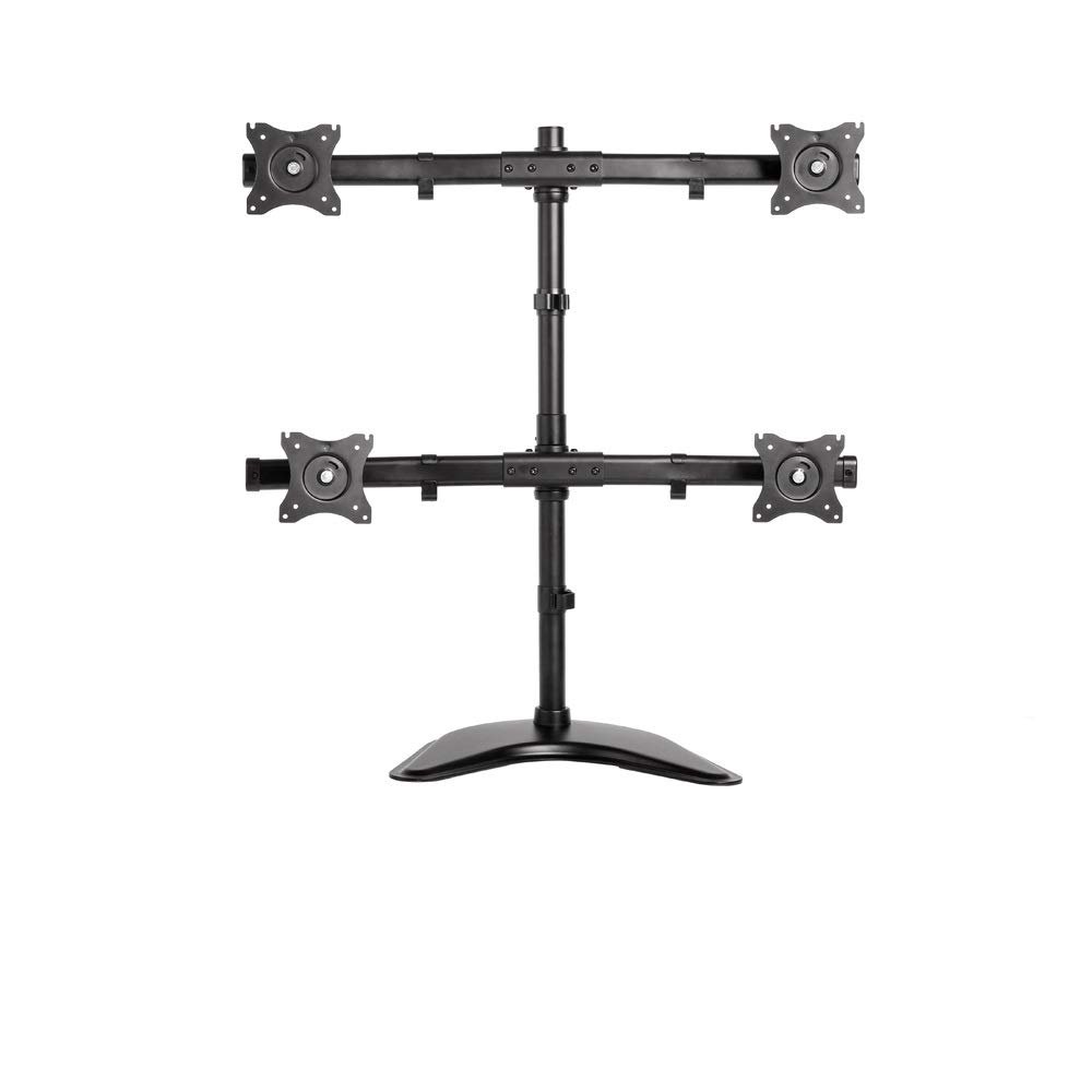 Newstar NM-D335D4BLACK Tilt/Turn/Rotate Quad Desk Mount (Stand, clamp & Grommet) for Four 10-27" Monitor Screens, Height Adjustable - Black