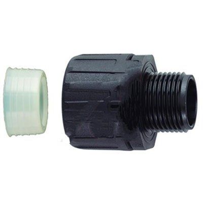 HellermannTyton 166-90120, Non-Metallic IP68 Fitting, Straight, NPT Thread, 3/4 in. Dia., Black, 10/pkg