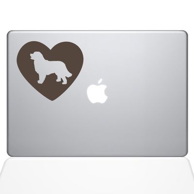 The Decal Guru Heart Bernese Mountain Dog MacBook Decal Vinyl Sticker - 12" MacBook - Brown (1322-MAC-12M-BRO)
