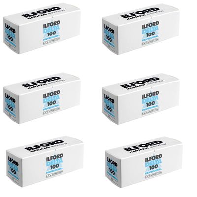 6 X Ilford 1743399 Delta Pro 100 120 Fine Grain Medium Speed, Black and White Film, ISO 100, 120 Size