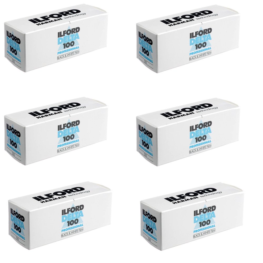 6 X Ilford 1743399 Delta Pro 100 120 Fine Grain Medium Speed, Black and White Film, ISO 100, 120 Size