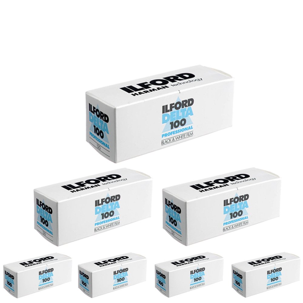 7 X Ilford 1743399 Delta Pro 100 120 Fine Grain Medium Speed, Black and White Film, ISO 100, 120 Size