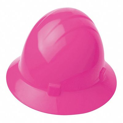 ERB Safety 19199 Americana Full Brim Mega Ratchet Hard Hat, 6 1/2" x 8", Hi-Viz Pink