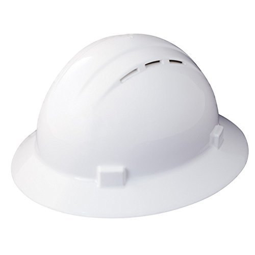ERB Safety 19431 Americana Full Brim Vent Mega Ratchet Hardhats, 6.5" x 8", White