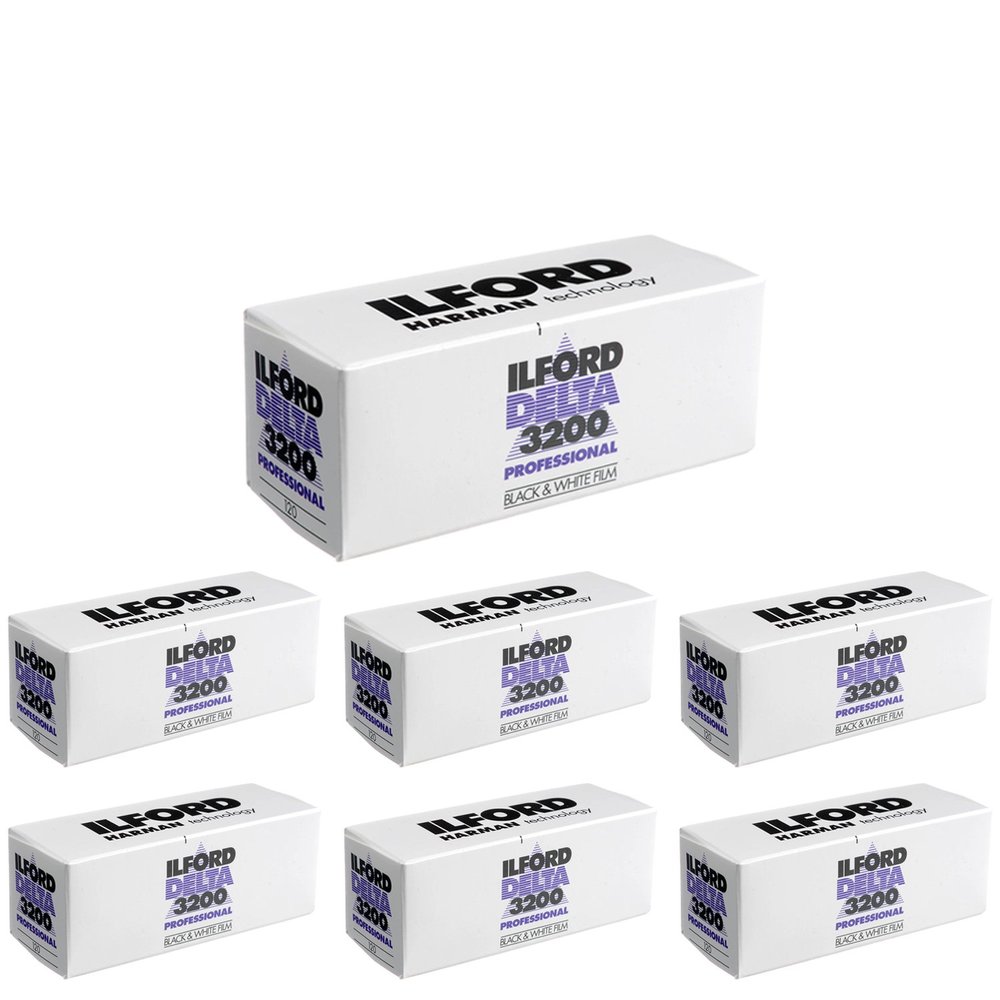 7 X Ilford DELTA 3200 Professional, Black and White Print Film, 120 (6 cm), ISO 3200 (1921535)