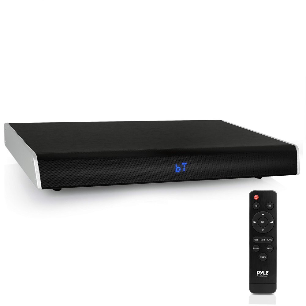 Pyle Surround Sound TV Sound Bar - Bluetooth Compatible Wireless Soundbar for TV w/Built-in Subwoofer Speaker - Television Sound Bar System w/LCD/Digital Optical Audio/RCA/AUX/USB - PSBV820BT, Black