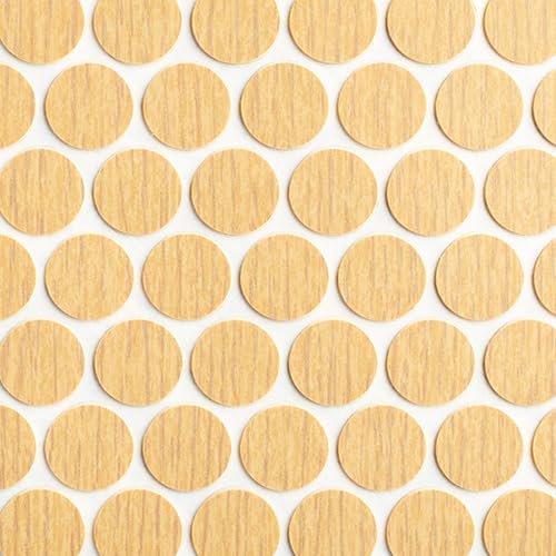 WidgetCo Natural Oak Fastcaps, Peel & Stick Screw Covers, Self-Adhesive Cover Caps (Sheets of 53 caps x Qty 1)