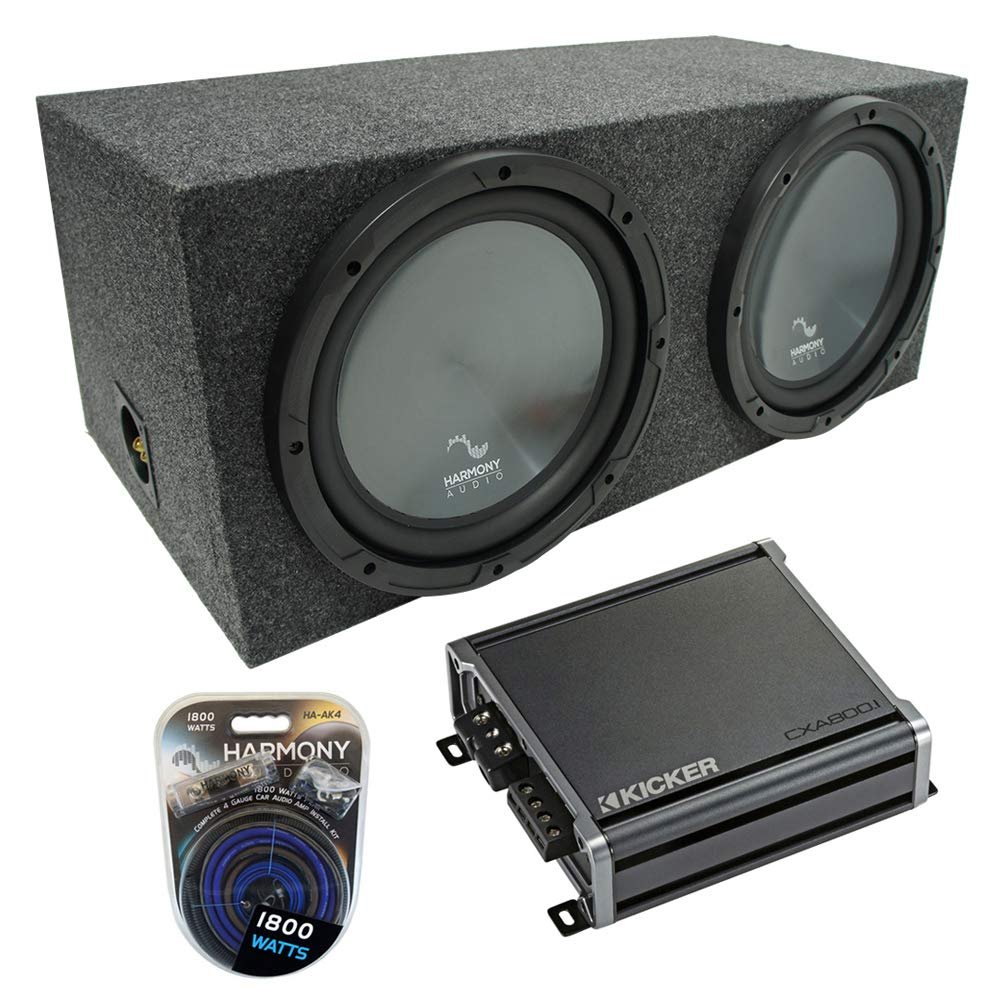 Harmony Audio Harmony R104 Bundle with Universal Car Stereo Rearfire Sealed Dual 10" Sub Box & CXA600.1 (Renewed)