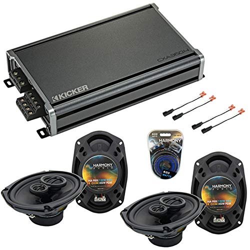 Harmony Audio HA-R69 Compatible with Chrysler Sebring Convertible 01-06 Stereo 6x9 450W Speakers, 46CXA3604 4 Channel 720W Peak Speaker Amp and HA-AK10 Gauge 600W Amp Install Kit