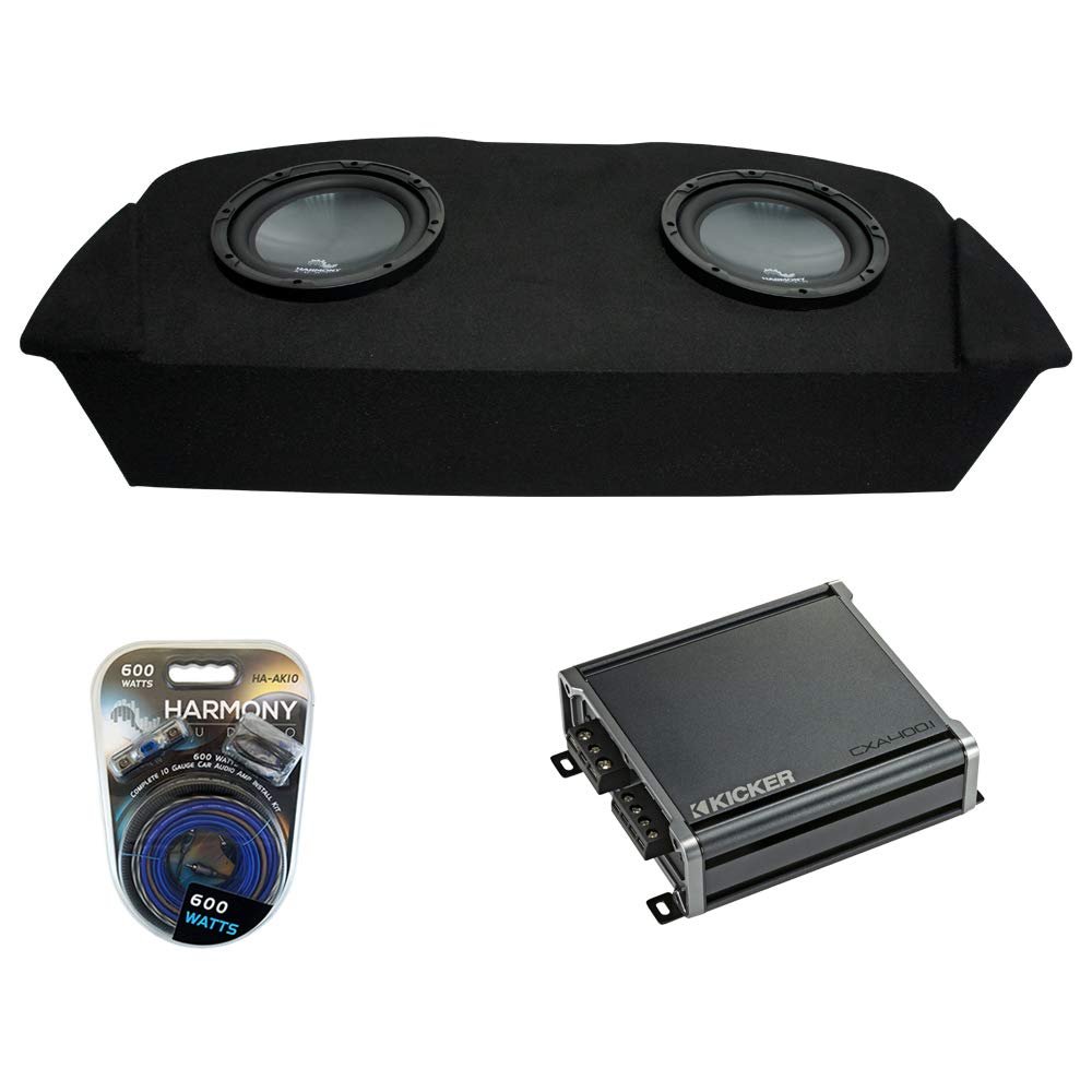Harmony Audio HA-R124 Compatible with Nissan 350Z Coupe Hatch 2003-2008 Rhythm Series 12" Sub, HA-AK8 8 Gauge 900W Amplifier Install Kit and NT2X12-350Z-HATCH Dual Enclosure Sub Box