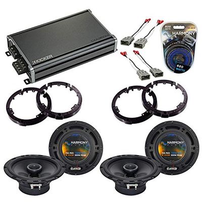 Harmony Audio HA-R65 Compatible with Honda Civic 2001-2005 Car Stereo Rhythm Series 6.5" Replacement 300W Speakers, 46CXA3604 4Ch 720W Peak Speaker Amp and HA-AK10 Complete 10 Gauge 600W Amp Kit