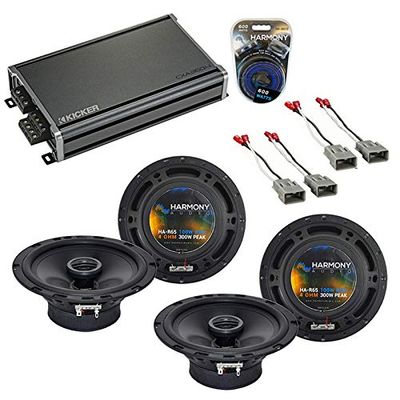Harmony Audio HA-R65 Compatible with Acura MDX 2001-2006 Series 6.5" 300W Speakers & Grills, Kicker 46CXA3604 4 Channel Amp 720W Peak Speaker and HA-AK10 10 Gauge 600W Amp Install Kit