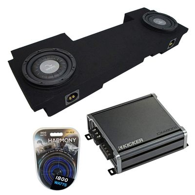 HA-F104 Compatible with Chevy Avalance 2002-2013 Rhythm Series 12" Sub, HA-AK4 4 Gauge 1600W Amplifier Install Kit and GM2X10-AV-ECL-US Sub Enclosure