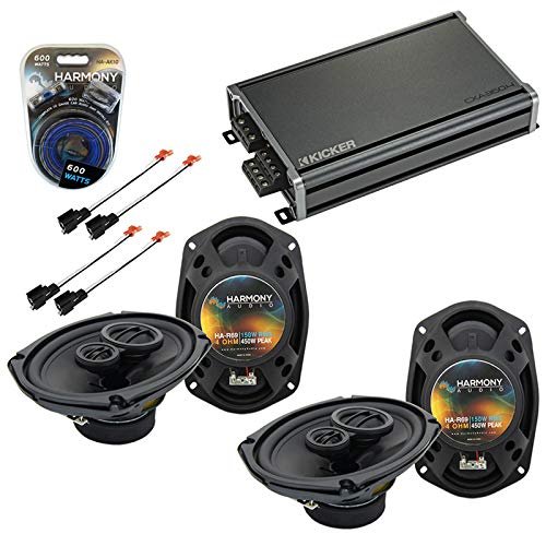 Harmony Audio HA-R69 Compatible with Dodge Stratus 2001-2006 6x9 Replacement 450W Speakers, 46CXA3604 4Channel 720W Peak Speaker Amp and HA-AK10 Gauge 600W Amp Install Kit