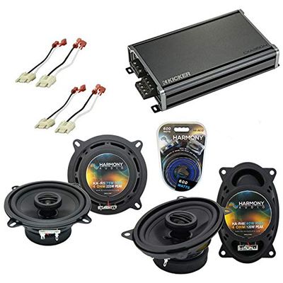 Harmony Audio HA-R46 Compatible with Jeep Comanche Pickup 86-92 4x6 120W Stereo Speakers, HA-R5 5.25" 225W Speakers & Grills and 46CXA3604 4 Channel 720W Peak Speaker Amp