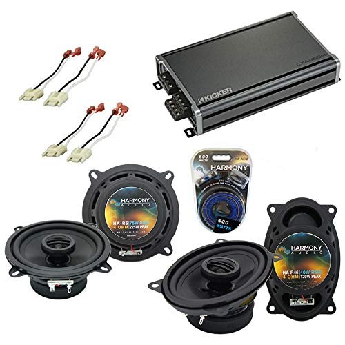 Harmony Audio HA-R46 Compatible with Jeep Comanche Pickup 86-92 4x6 120W Stereo Speakers, HA-R5 5.25" 225W Speakers & Grills and 46CXA3604 4 Channel 720W Peak Speaker Amp