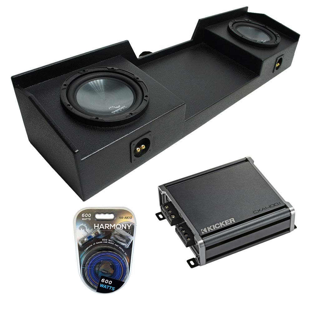 Harmony Audio Compatible with 99-06 Chevy Silverado Ext Truck Harmony Audio Bundle R104 Dual 10" Rhino Sub Box & CXA400.1