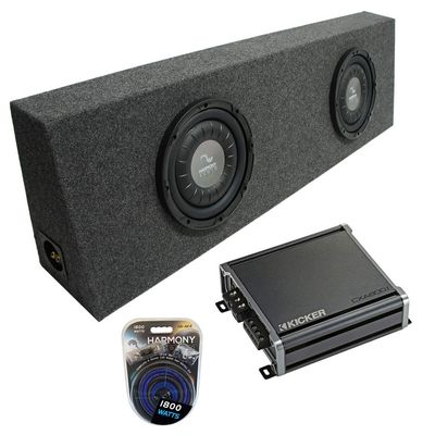 Harmony F124 Bundle with Universal Regular Standard Cab Truck Dual 12" Sub Box & CXA600.1 Amp (Renewed)