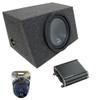 Harmony Audio HA-R104 Rhythm Series 10" Sub, HA-AK8 8 Gauge 900W Amplifier Install Kit and ASC 110H Single Single Box Enclosure view 1